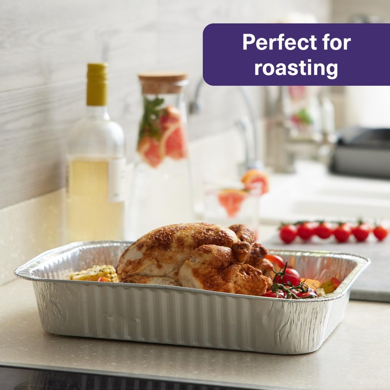 MATANA 10x14 inch Aluminum Pans Foil Trays (25 Pack) Disposable Baking Tin Foil Pan, Half Size Deep Steam Table Pan, Aluminum Tray, Great for Oven Roasting, Chafing, Heating, Serving Food, Parties - Image 4